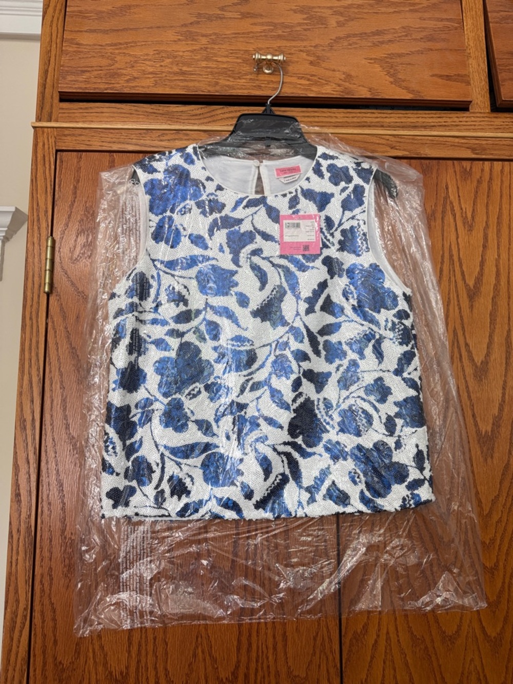 kate spade White and Blue Floral Sleeveless Top for Spring